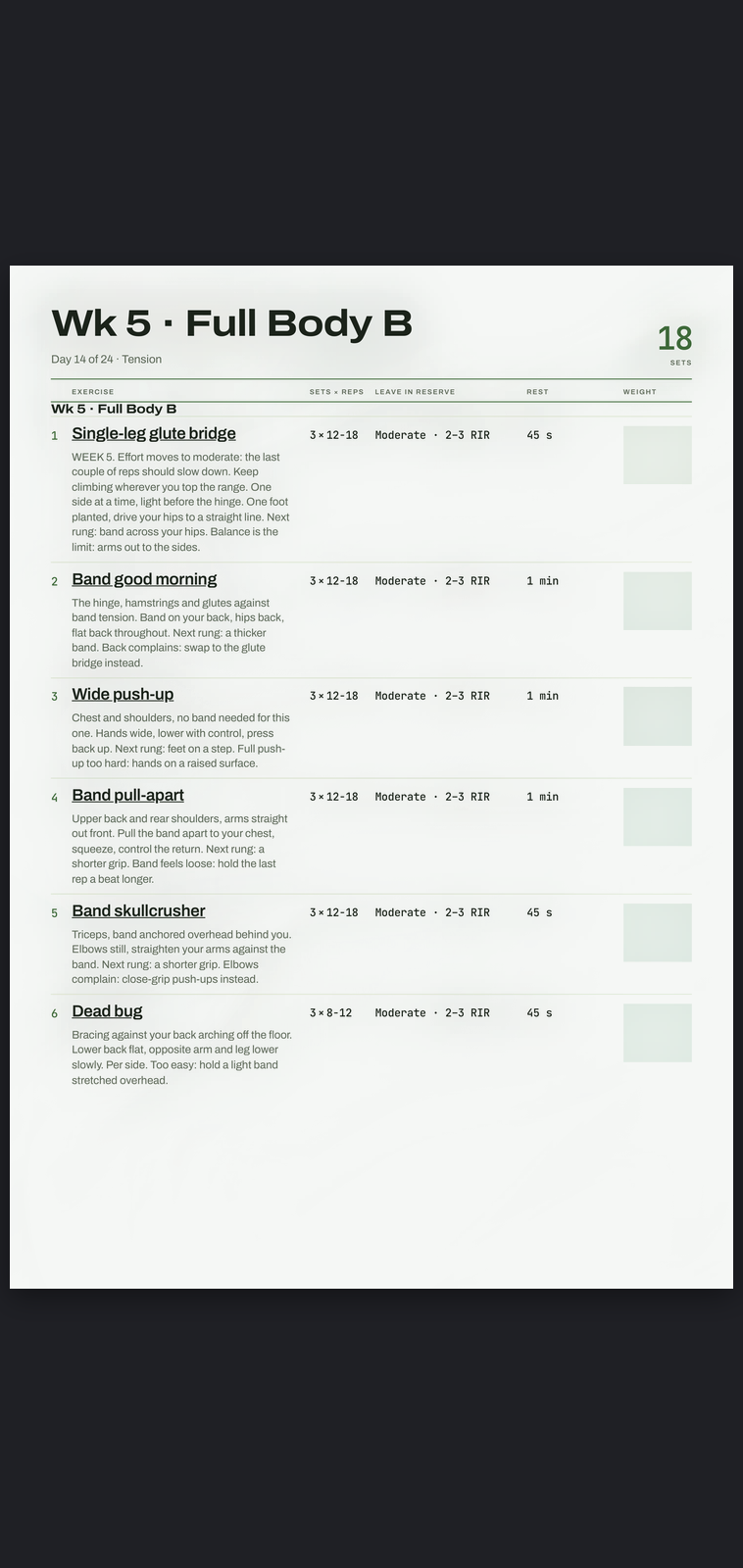 A real session page from Tension: sets, reps, effort target and rest, printed
