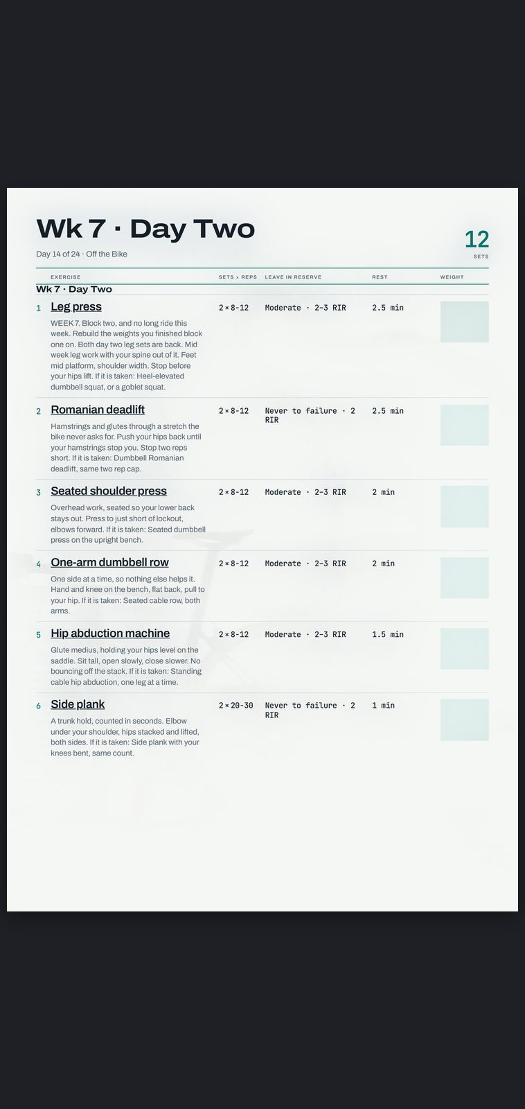 A real session page from Off the Bike: sets, reps, effort target and rest, printed