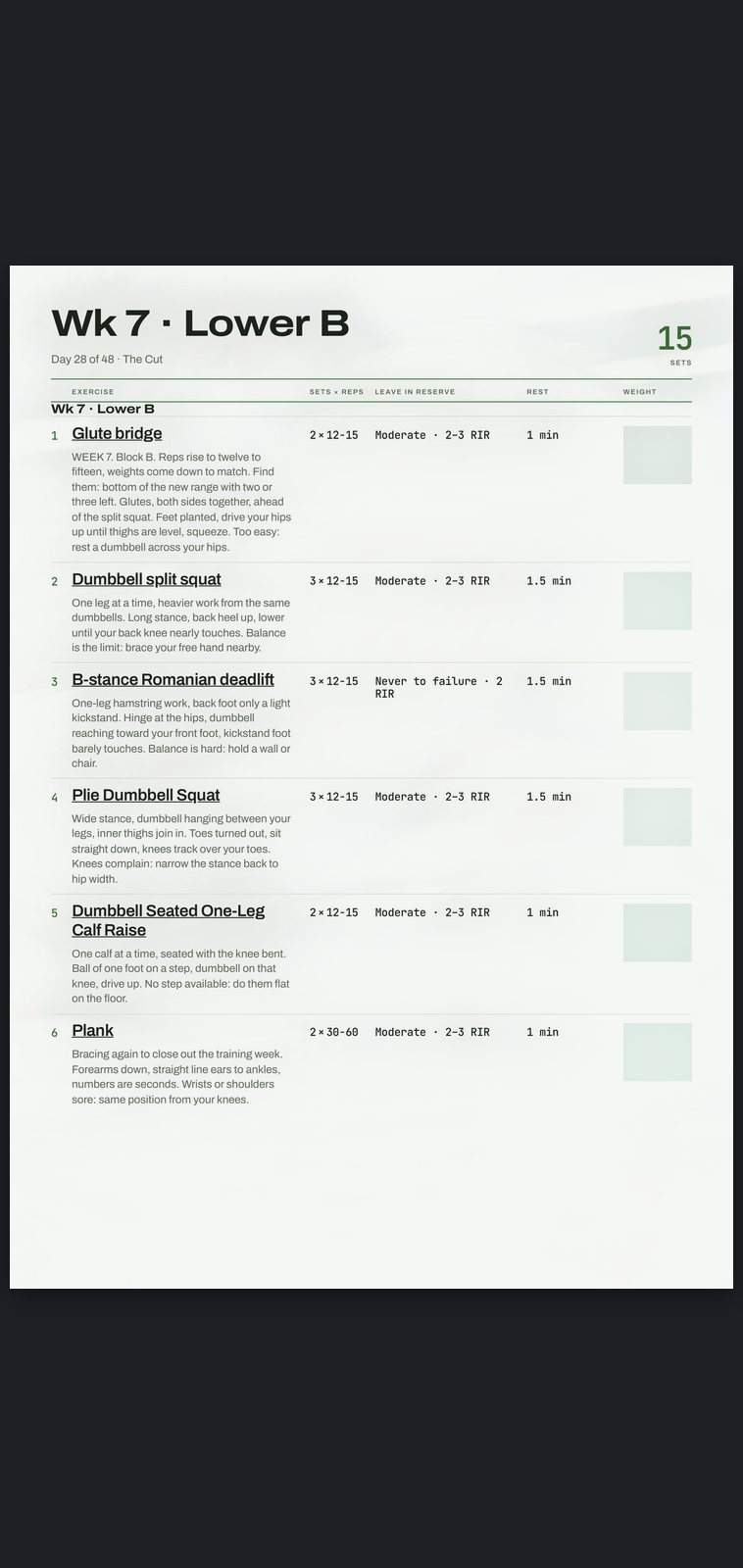 A real session page from The Cut: sets, reps, effort target and rest, printed
