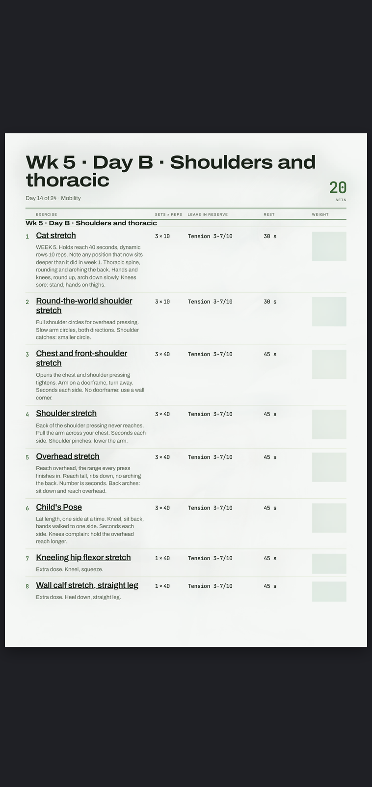 A real session page from Mobility: sets, reps, effort target and rest, printed